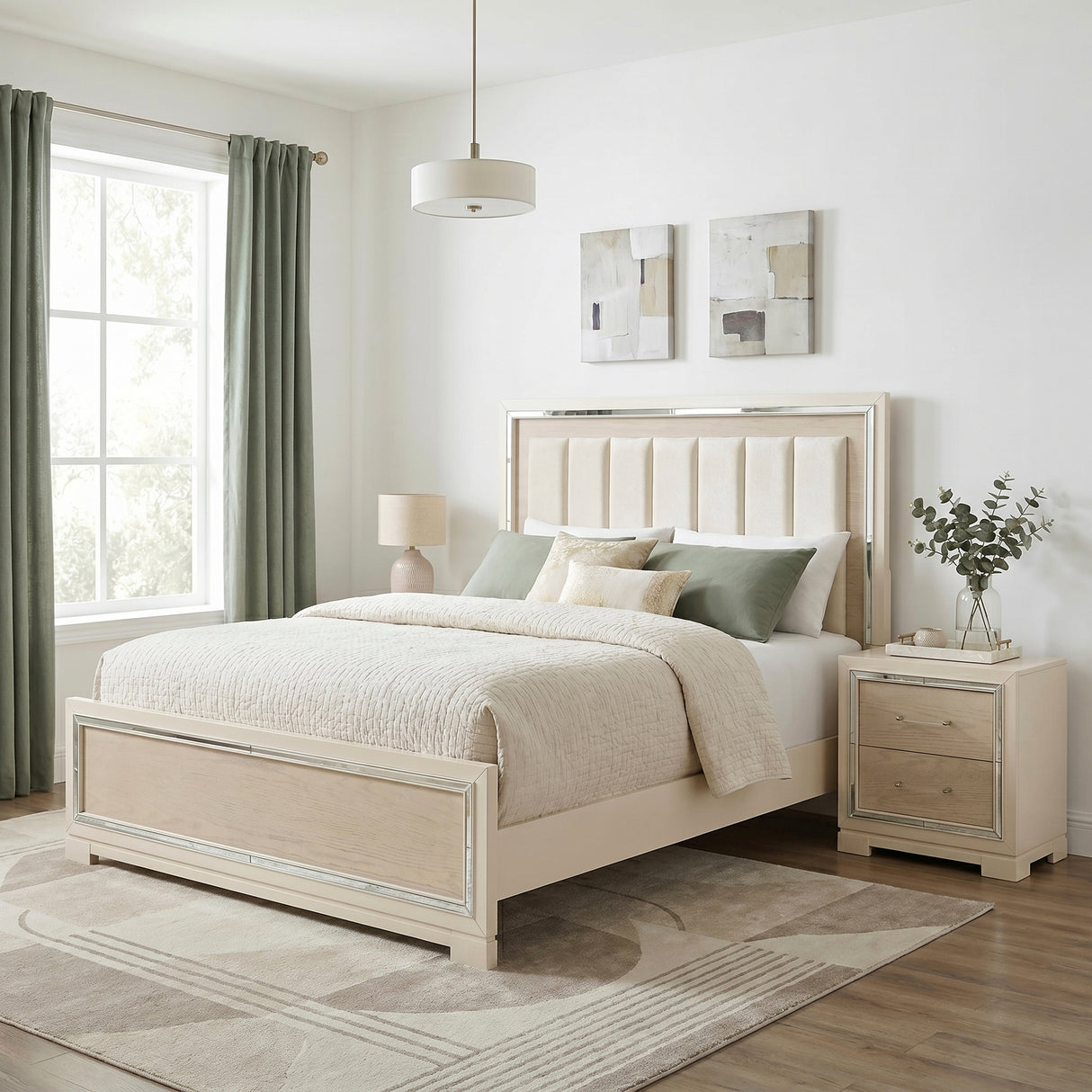 Alabaster Light Gray/Cream Queen Bed from Homelegance - Luna Furniture