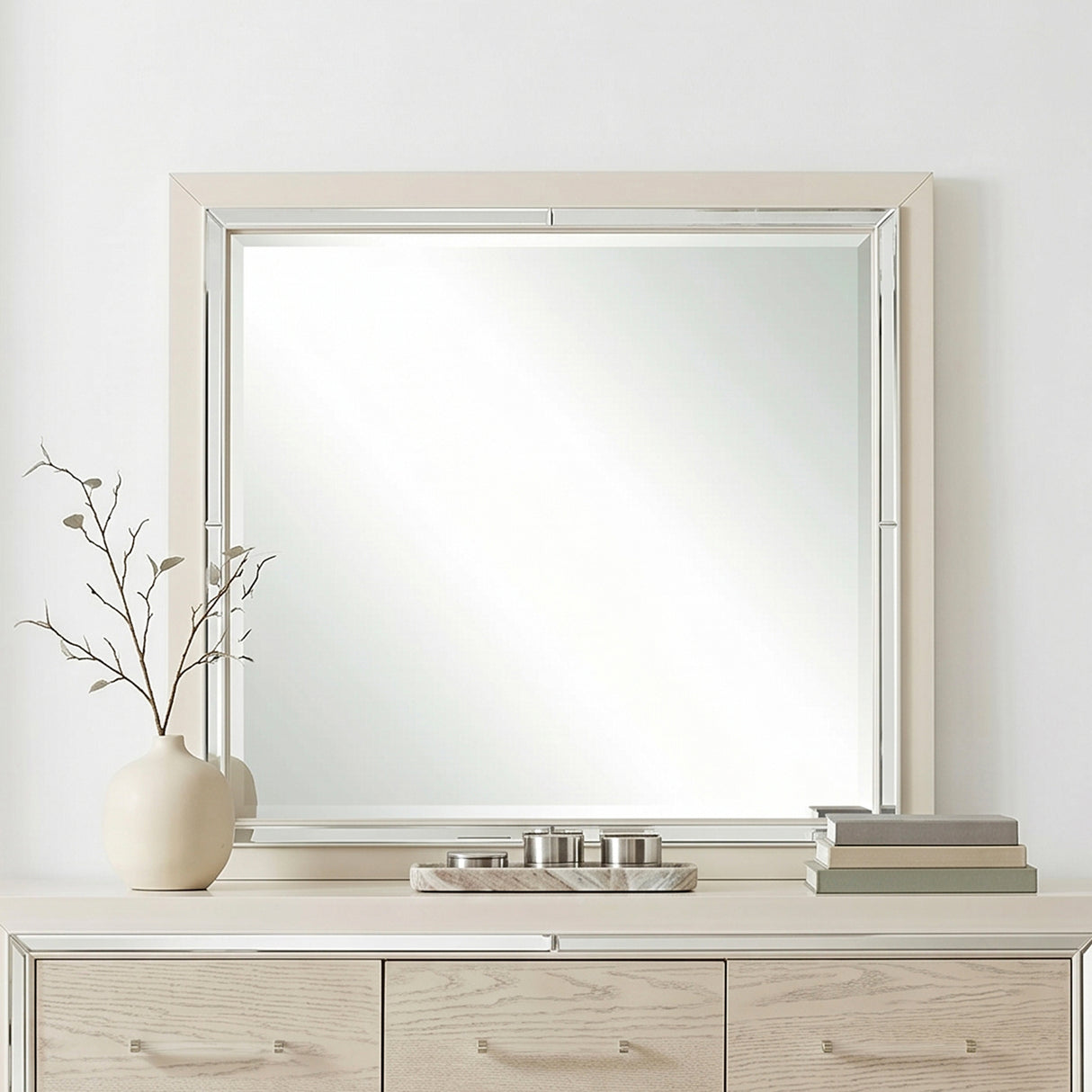 Alabaster Light Gray Bedroom Mirror