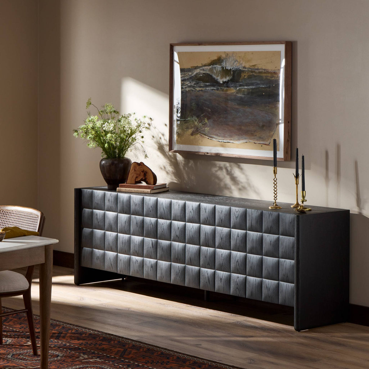Swell Sideboard in Dry Black Oak Veneer from Four Hands - Luna Furniture