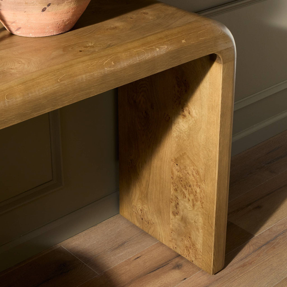 Daven Console Table in Rye Medium Burl Oak Veneer from Four Hands - Luna Furniture