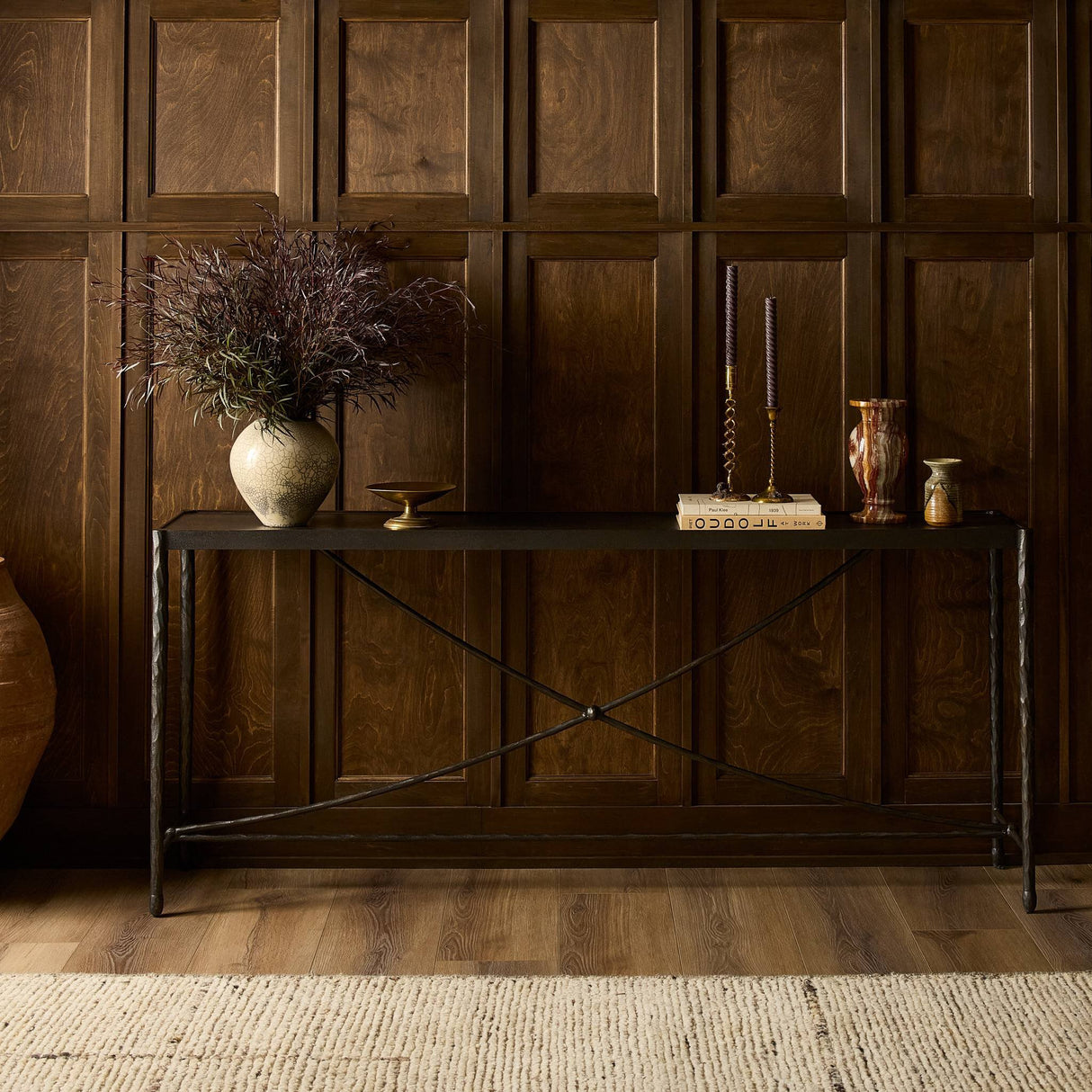 Jade Console Table in Textured Bronze from Four Hands - Luna Furniture