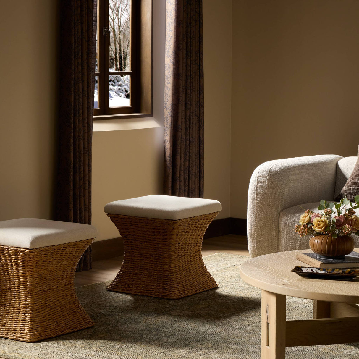 Raiko Accent Stool in Lynchart Sand from Four Hands - Luna Furniture