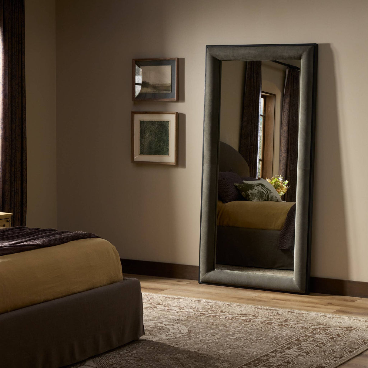 Velaz Floor Mirror in Distressed Black Ash veneer from Four Hands - Luna Furniture