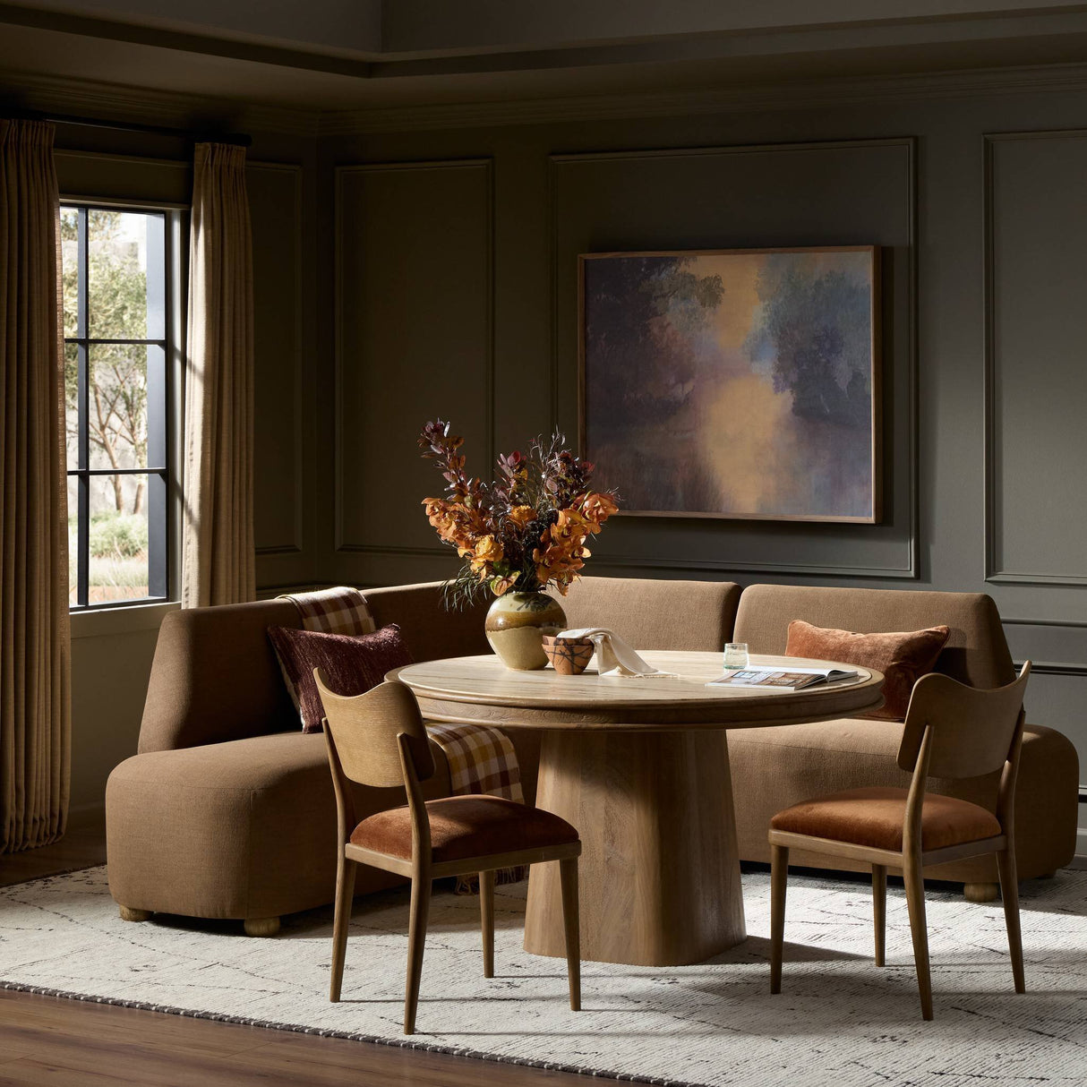 Clemence Dining Banquette L-Shape in Crypton Nomad Mushroom from Four Hands - Luna Furniture