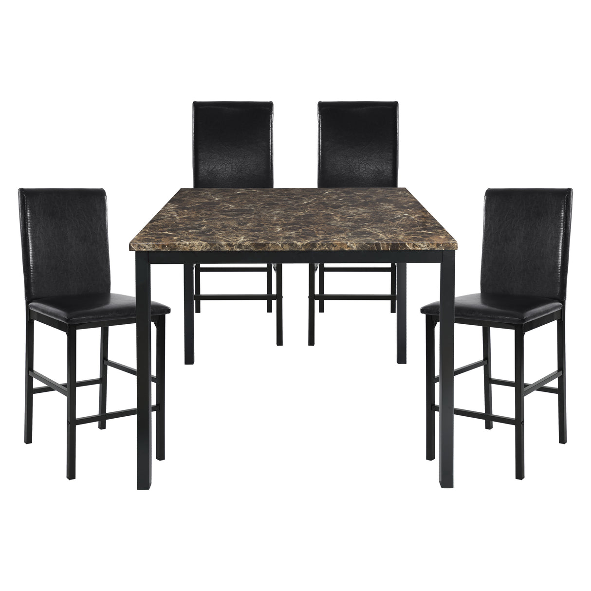 Tempe Brown/Black Marble-Top Counter Height Table from Homelegance - Luna Furniture