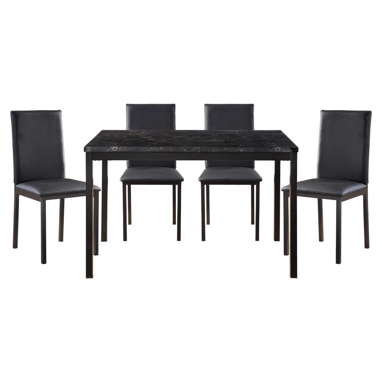 Tempe Black Marble-Top 5-Piece Dining Set from Homelegance - Luna Furniture