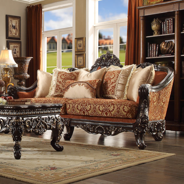 HD-2627 Brown Mahogany Sofa