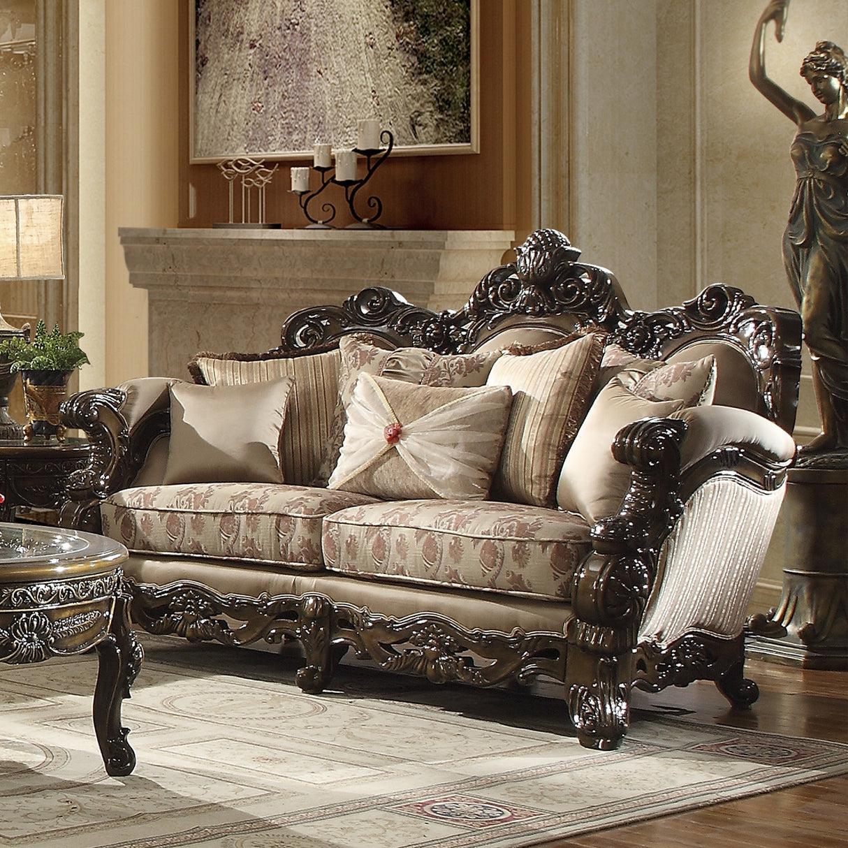 HD-2658 Metallic Antique Gold/Perfect Brown 3-Piece Living Room Set from Homey Design - Luna Furniture