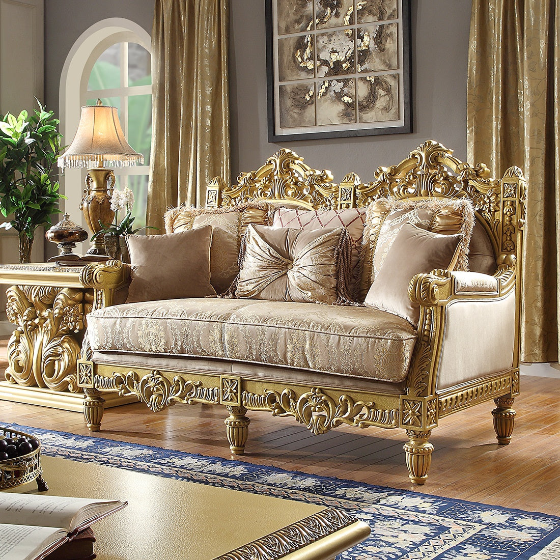 HD-2659 Metallic Bright Gold 3-Piece Living Room Set from Homey Design - Luna Furniture