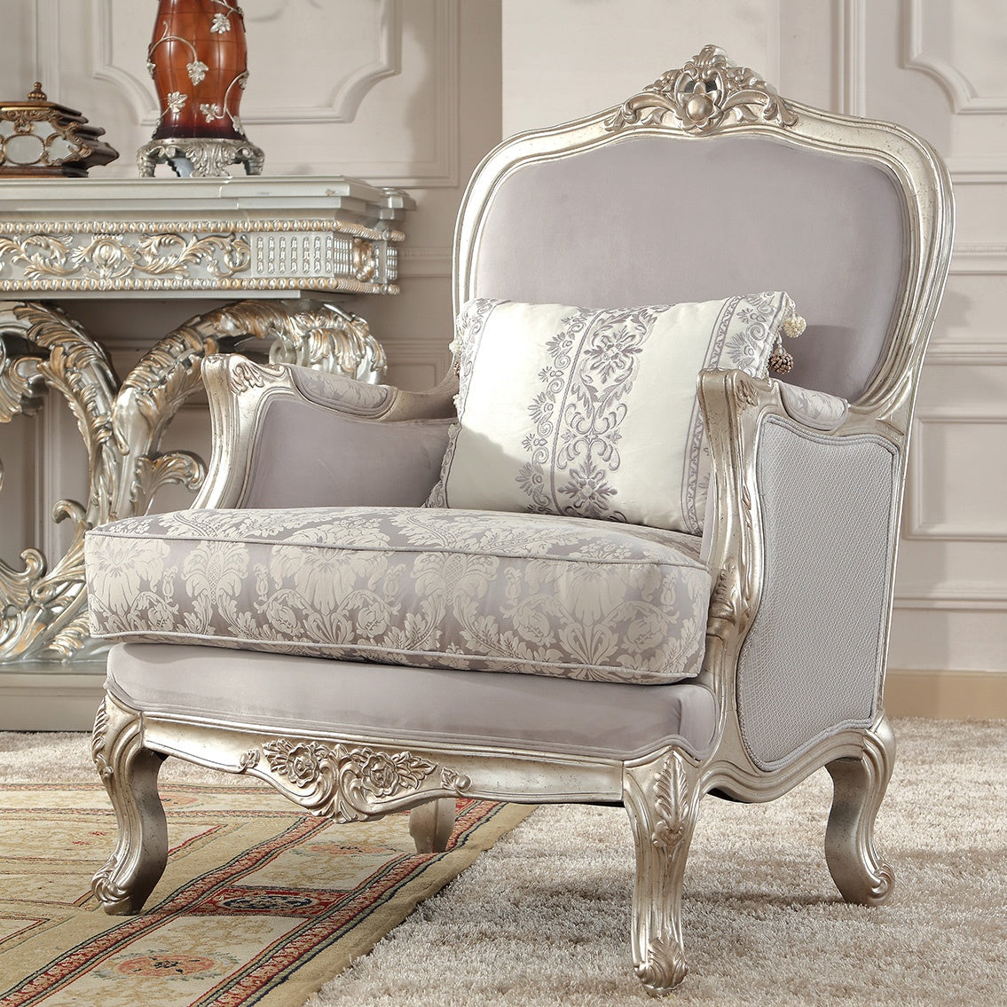 HD-2662 Metallic Silver 3-Piece Living Room Set from Homey Design - Luna Furniture