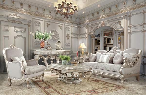 HD-2662 Metallic Silver 3-Piece Living Room Set