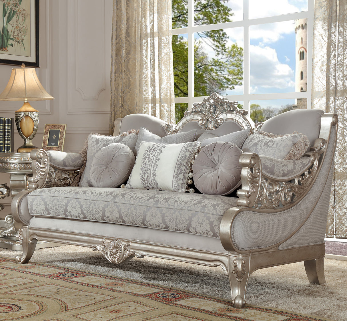 HD-2662 Metallic Silver Loveseat from Homey Design - Luna Furniture