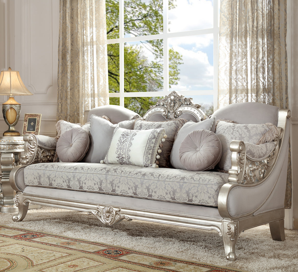 HD-2662 Metallic Silver 3-Piece Living Room Set from Homey Design - Luna Furniture