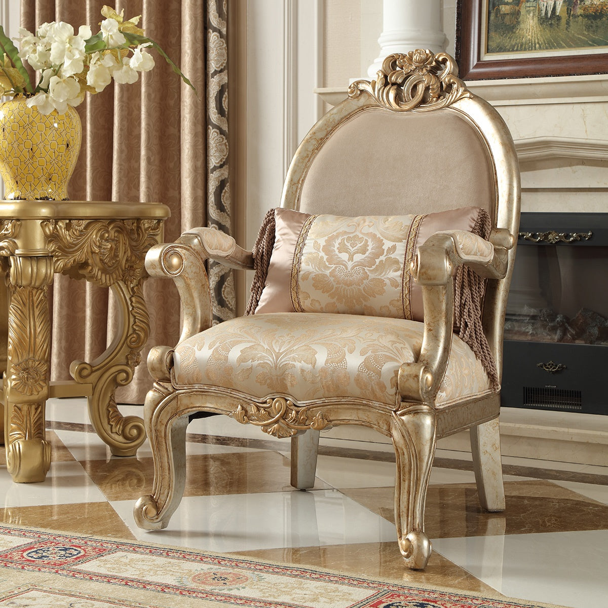 HD-2663 Champagne Metallic Gold/Silver Blend 3-Piece Living Room Set from Homey Design - Luna Furniture