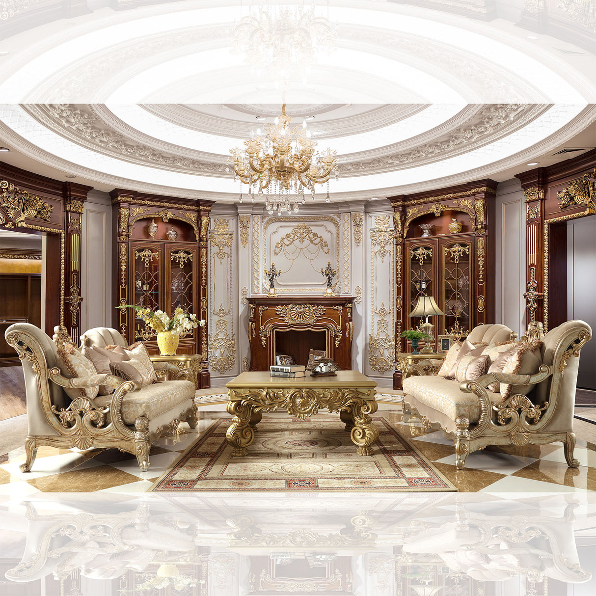 HD-2663 Champagne Metallic Gold/Silver Blend 3-Piece Living Room Set from Homey Design - Luna Furniture