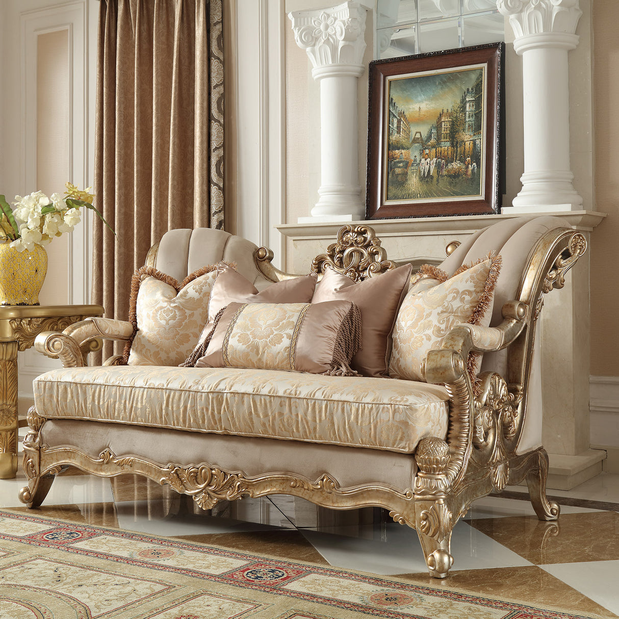 HD-2663 Champagne Metallic Gold/Silver Blend Loveseat from Homey Design - Luna Furniture