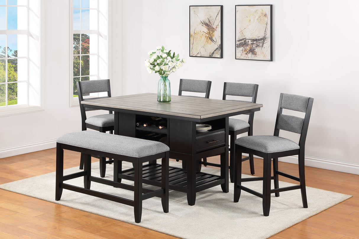 Frey Black/Gray Counter Height Table from Crown Mark - Luna Furniture