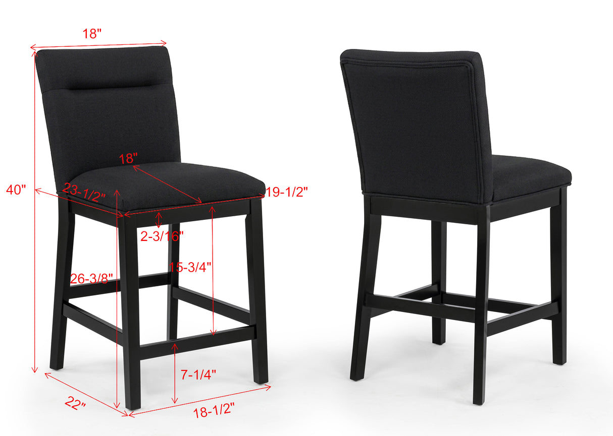 Sebastian Black Counter Height Chair, Set of 2