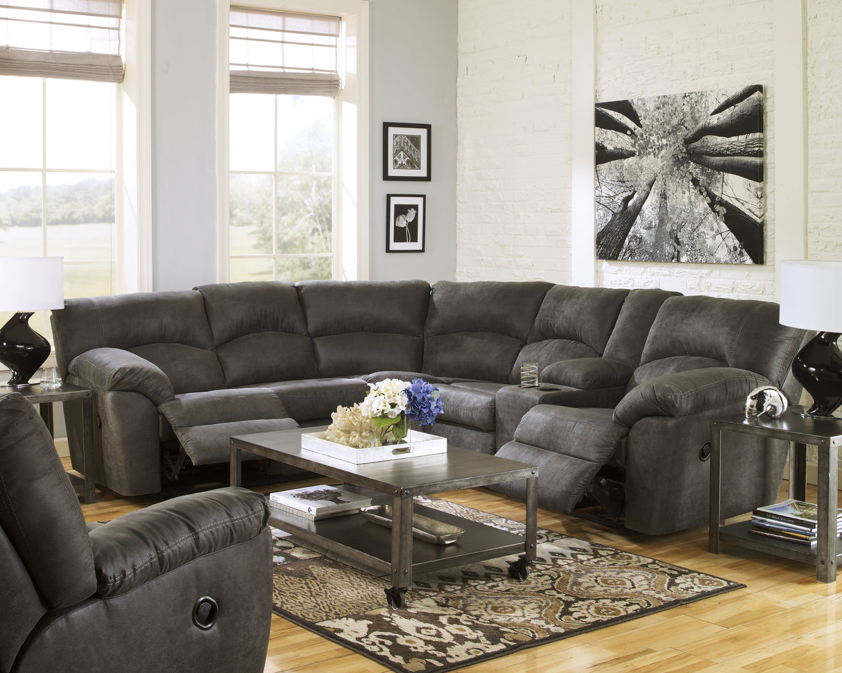 Tambo Pewter 2-Piece Sectional with Recliner from Ashley - Luna Furniture
