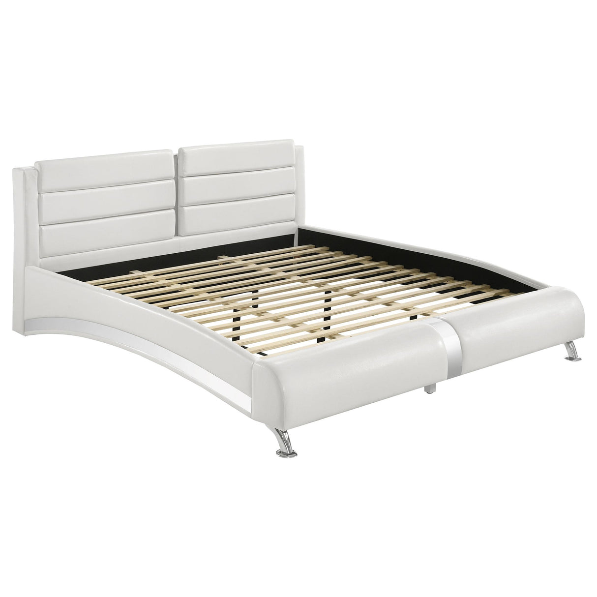 Jeremaine Glossy White 5-Piece Eastern King Bedroom Set with Plank Headboard from Coaster - Luna Furniture