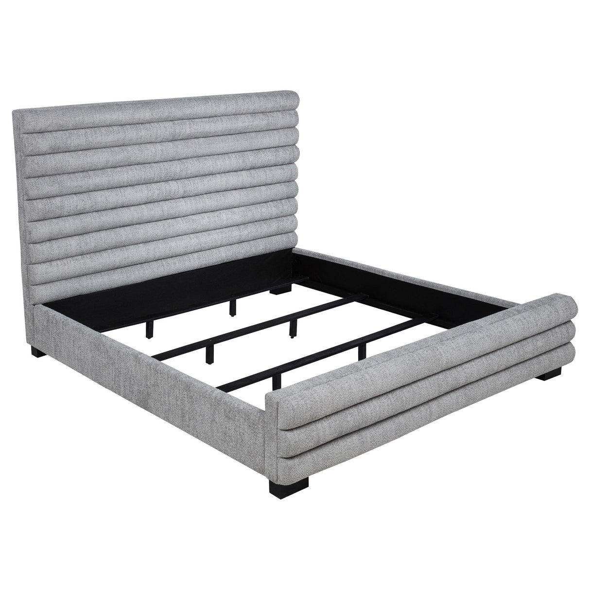 Patricia Gray Boucle Upholstered Eastern King Bed from Coaster - Luna Furniture