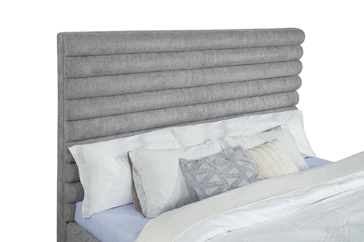 Patricia Gray Boucle Upholstered Eastern King Bed from Coaster - Luna Furniture