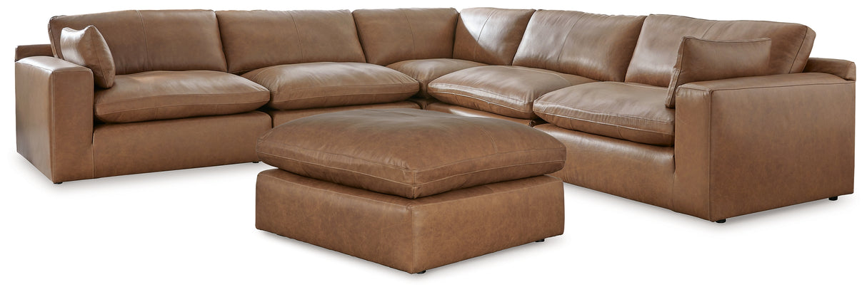 Emilia Caramel 5-Piece Sectional and Ottoman from Ashley - Luna Furniture