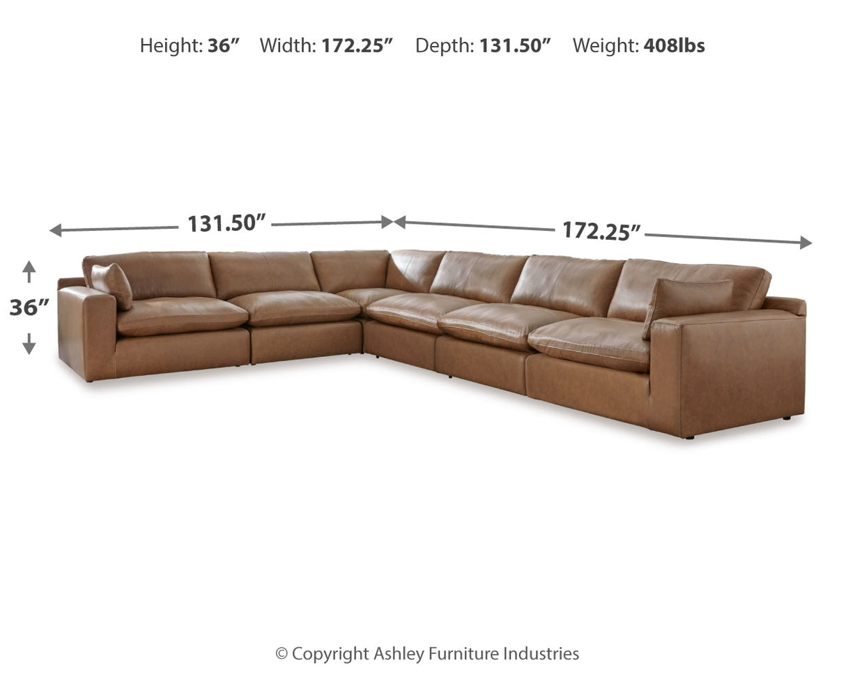 Emilia Caramel 6-Piece Sectional with Ottoman from Ashley - Luna Furniture