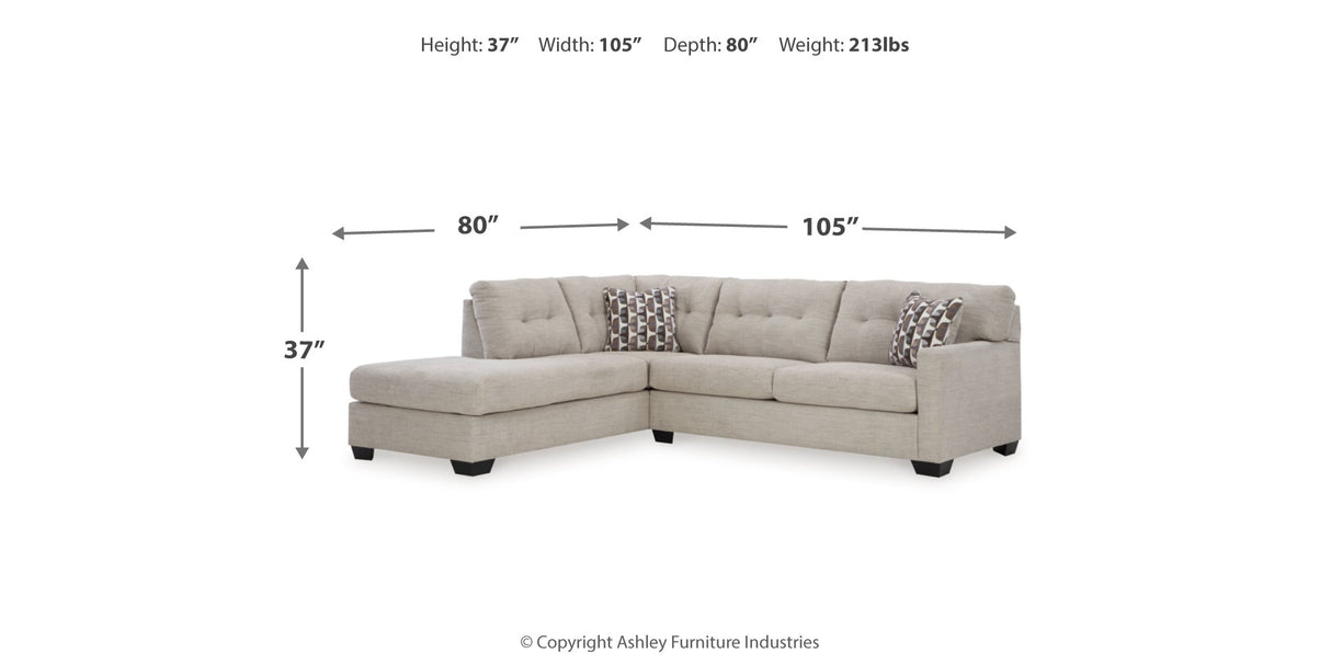 Mahoney Pebble 2-Piece Sectional with Ottoman from Ashley Furniture - Luna Furniture