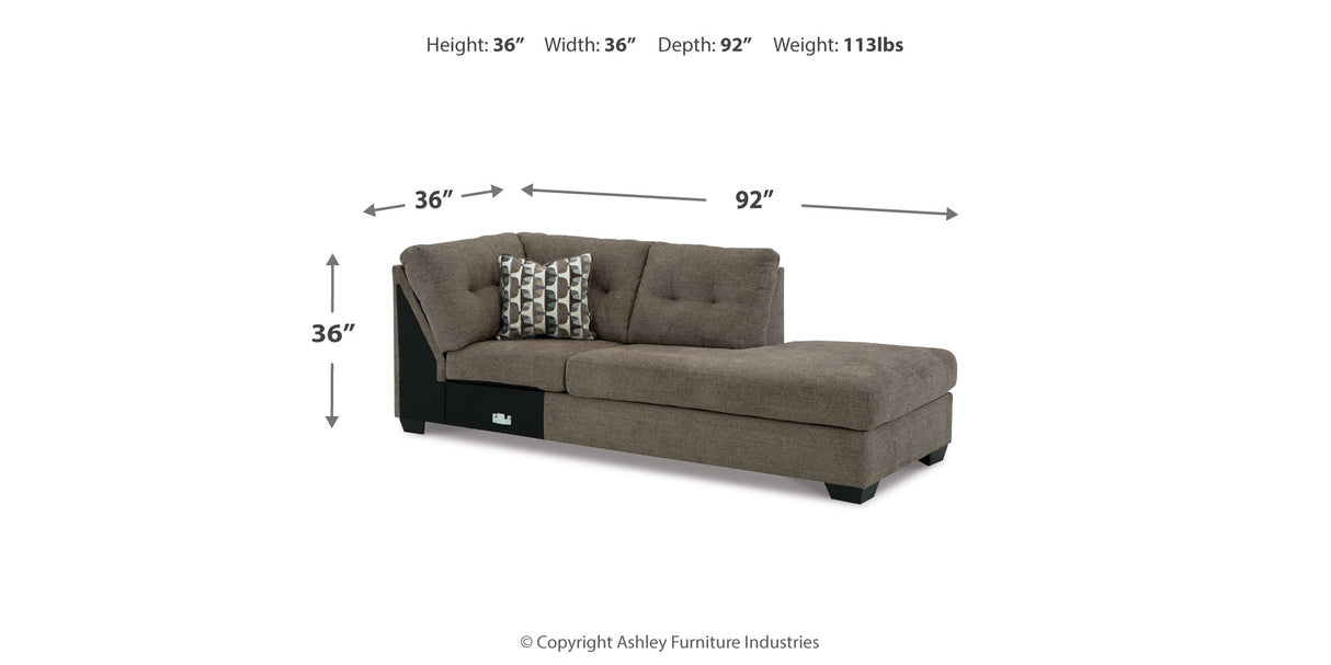 Mahoney Gray 2-Piece Sleeper Sectional and Ottoman from Ashley Furniture - Luna Furniture