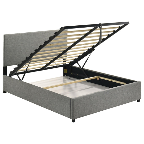 Reeves Gray Upholstered Lift-Top Storage Full Platform Bed