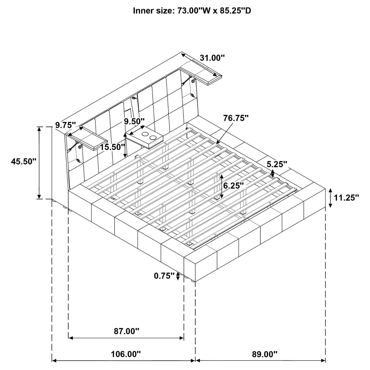 Dreux Gray Upholstered California King Panel Platform Bed from Coaster - Luna Furniture
