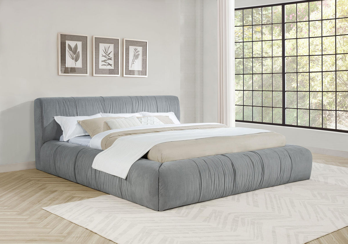 Wilshire Gray Upholstered Eastern King Platform Bed from Coaster - Luna Furniture