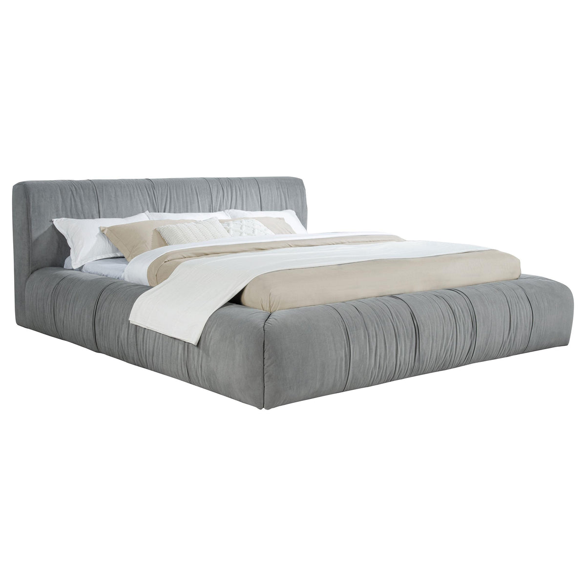 Wilshire Gray Upholstered Eastern King Platform Bed from Coaster - Luna Furniture
