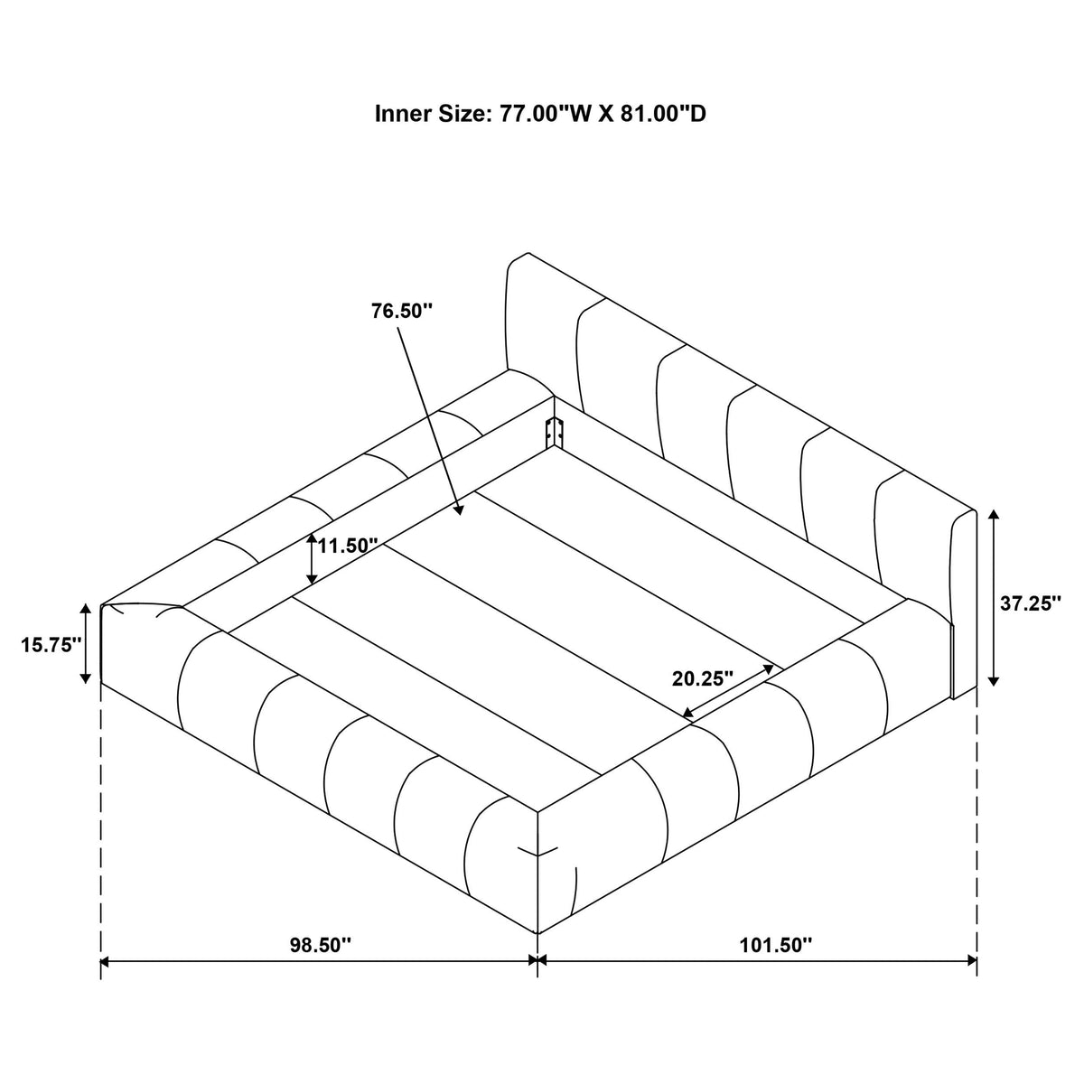Wilshire Gray Upholstered Eastern King Platform Bed from Coaster - Luna Furniture