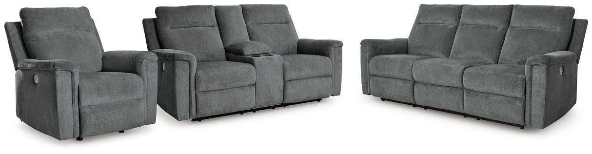 Barnsana Gravel Power Reclining Sofa, Loveseat and Recliner from Ashley - Luna Furniture