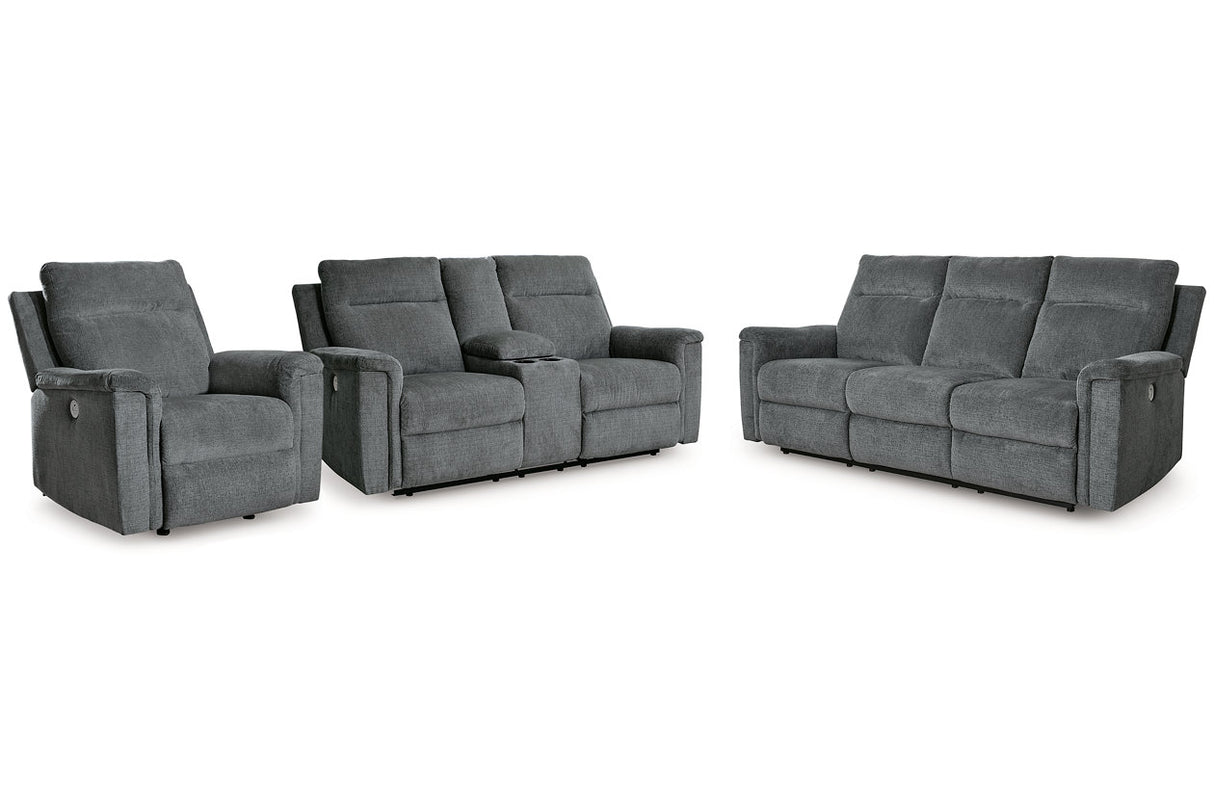 Barnsana Gravel Power Reclining Sofa, Loveseat and Recliner from Ashley - Luna Furniture