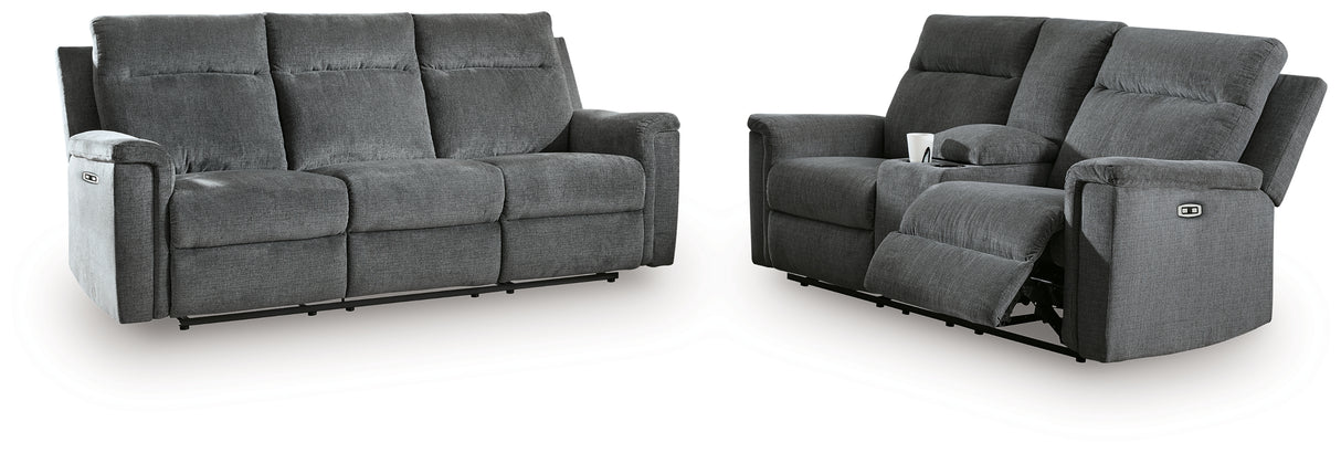 Barnsana Gravel Power Reclining Sofa and Loveseat from Ashley - Luna Furniture