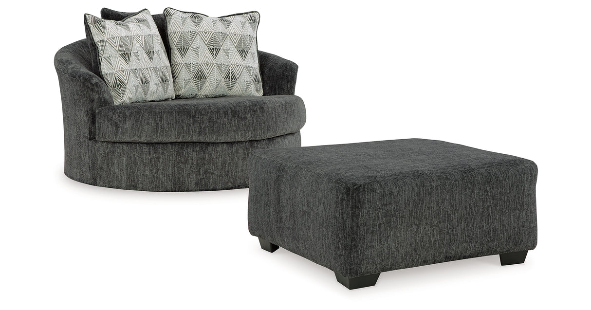 Biddeford Shadow Oversized Swivel Chair and Ottoman from Ashley Furniture - Luna Furniture