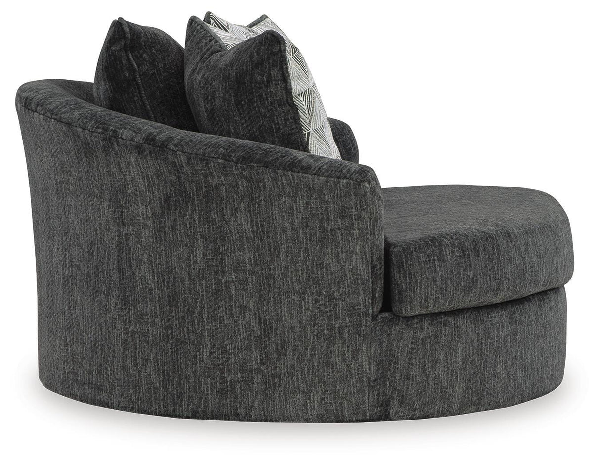 Biddeford Shadow Oversized Swivel Chair and Ottoman from Ashley Furniture - Luna Furniture