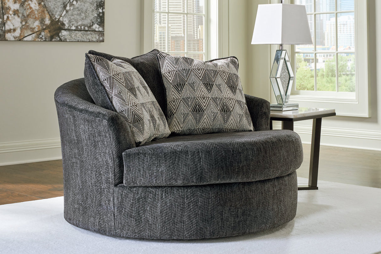 Biddeford Shadow Oversized Swivel Chair and Ottoman from Ashley - Luna Furniture