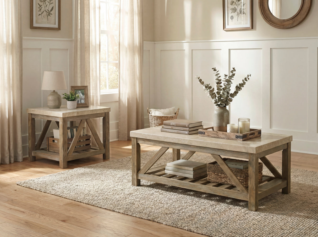 Ridley Weathered Natural Cocktail Table from Homelegance - Luna Furniture