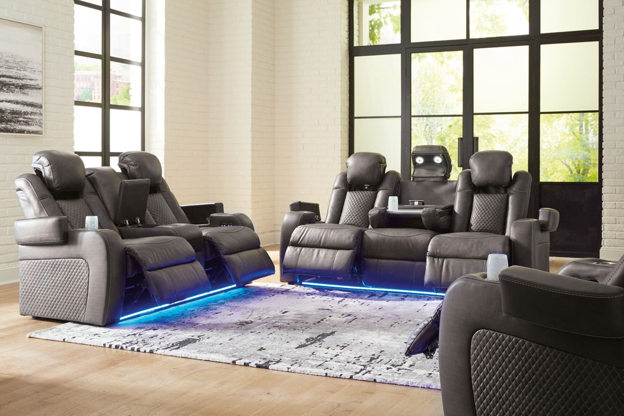 Fyne-Dyme Shadow Power Reclining Sofa, Loveseat and Recliner from Ashley Furniture - Luna Furniture