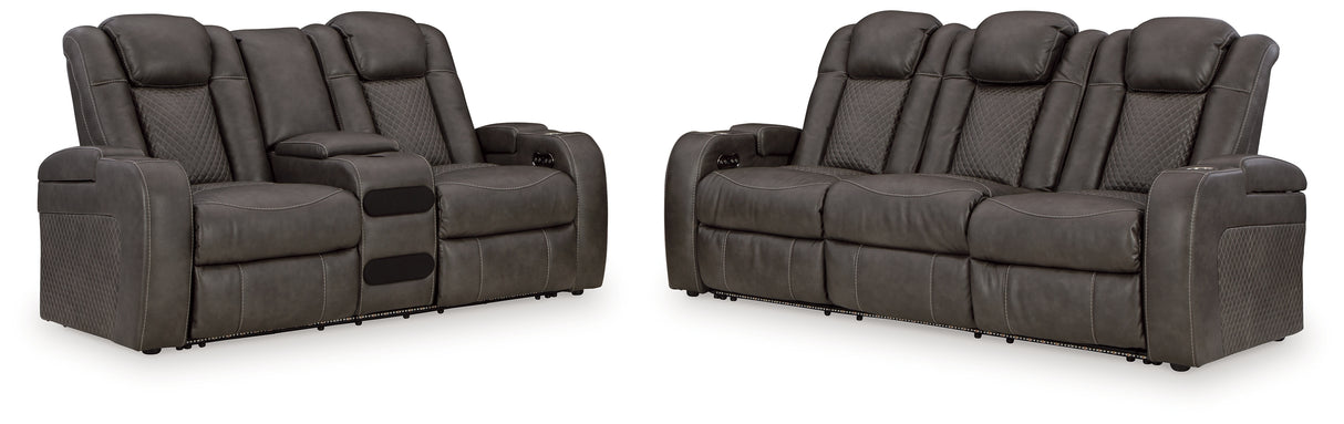 Fyne-Dyme Shadow Power Reclining Sofa and Loveseat from Ashley - Luna Furniture