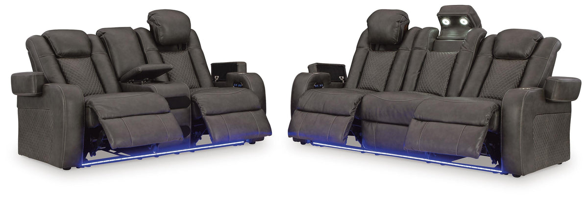 Fyne-Dyme Shadow Power Reclining Sofa and Loveseat from Ashley - Luna Furniture