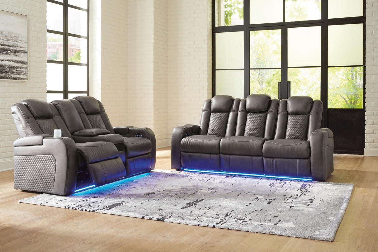 Fyne-Dyme Shadow Power Reclining Sofa and Loveseat from Ashley - Luna Furniture