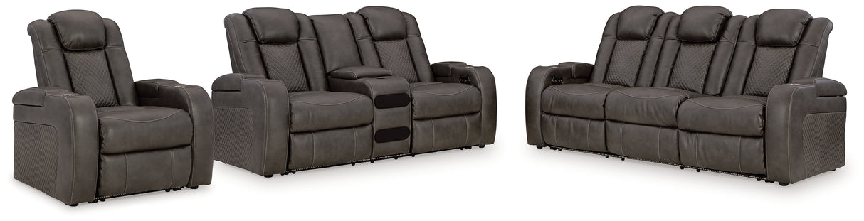 Fyne-Dyme Shadow Power Reclining Sofa, Loveseat and Recliner from Ashley - Luna Furniture