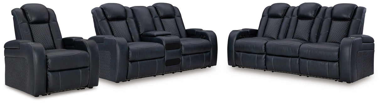 Fyne-Dyme Sapphire Power Reclining Sofa, Loveseat and Recliner from Ashley Furniture - Luna Furniture