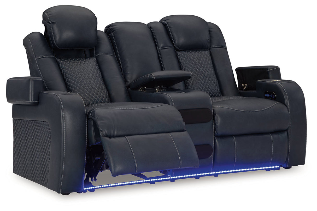 Fyne-Dyme Sapphire Power Reclining Sofa, Loveseat and Recliner from Ashley - Luna Furniture