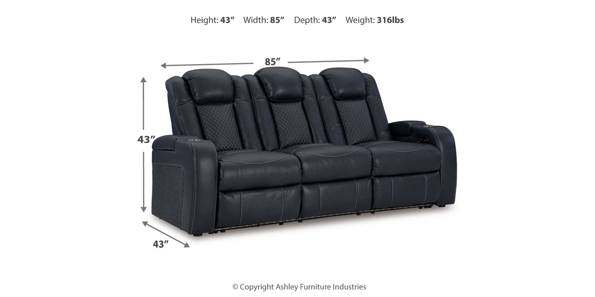 Fyne-Dyme Sapphire Power Reclining Sofa, Loveseat and Recliner from Ashley Furniture - Luna Furniture